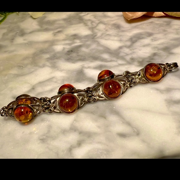 Vintage Handmade Baltic Amber Bracelet Curved Bar Link Bracelet. Well made! - Picture 10 of 16